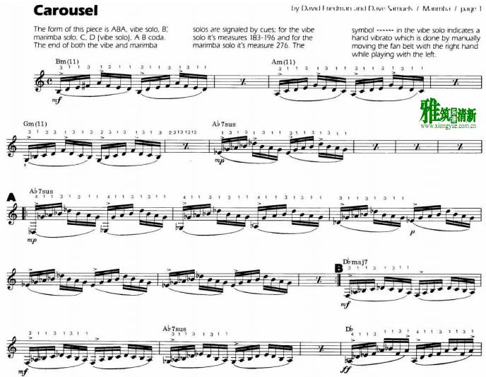 David Friedman - Carousel 马林巴谱