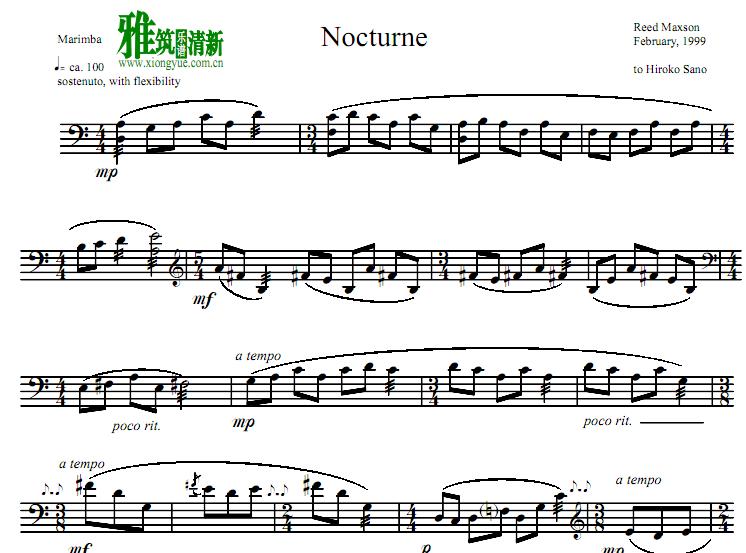 Reed Maxson - Nocturne 夜曲 马林巴谱