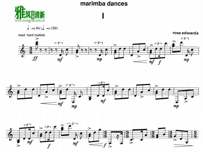 Ross Edwards  罗斯·爱德华兹 马林巴舞- Marimba Dances 马林巴谱