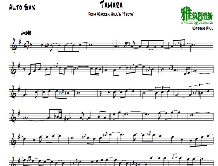 Warren Hill - Tamara 中音萨克斯谱