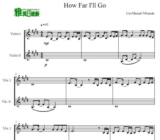How Far I'll Go 海洋奇缘主题曲小提琴二重奏谱