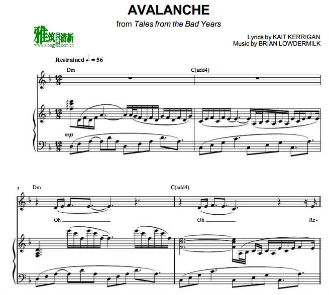 Tales from the Bad Years - AVALANCHE钢琴伴奏谱