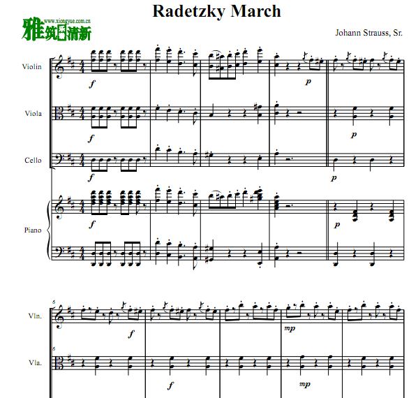 拉德斯基进行曲弦乐钢琴四重奏谱