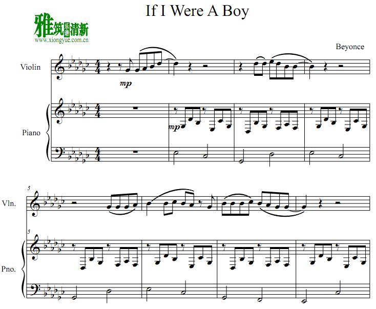 Beyonce - If I Were A Boy 小提琴钢琴伴奏谱