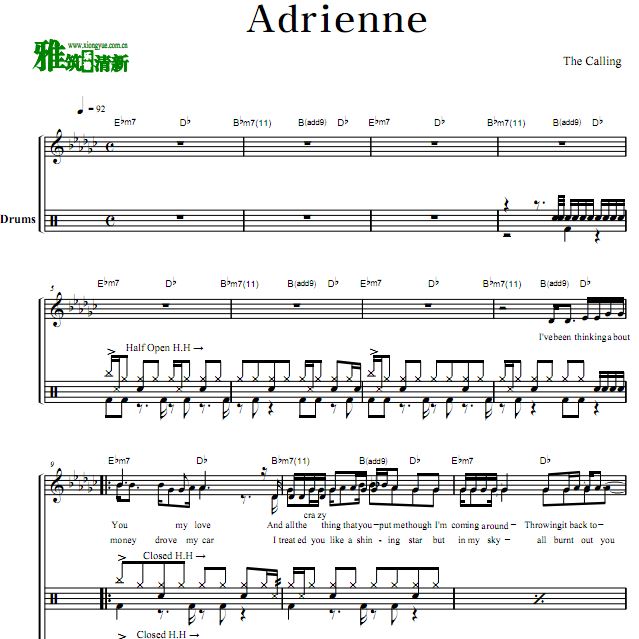 The Calling - Adrienne 架子鼓谱