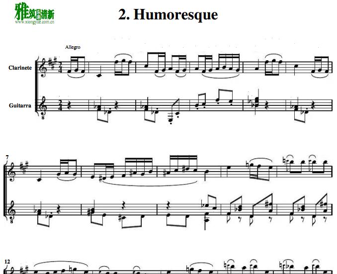 Paulo Galvao - Humoresque 单簧管吉他二重奏谱