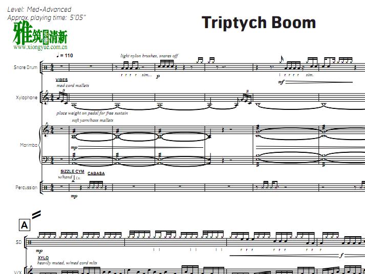 Chad Floyd - Triptych Boom小军鼓与打击乐三重奏谱