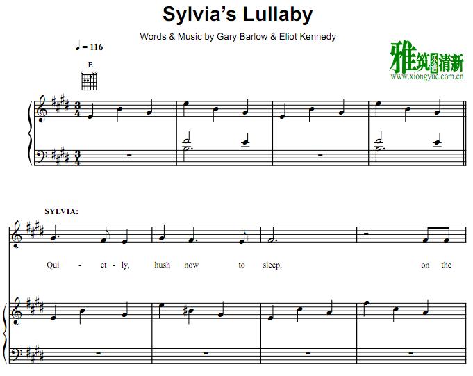 寻找梦幻岛  - Sylvia's Lullaby钢琴伴奏谱