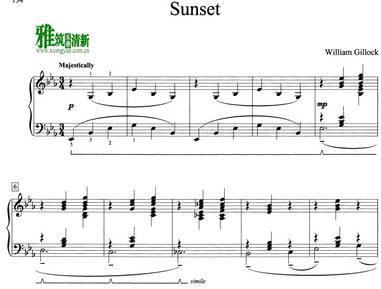 William Gillock - Sunset钢琴谱
