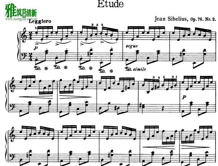 Sibelius Etude Op 76 No.2钢琴谱