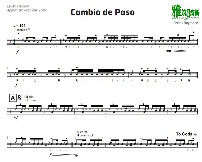 Danny Raymond - Cambio de Paso 小军鼓谱