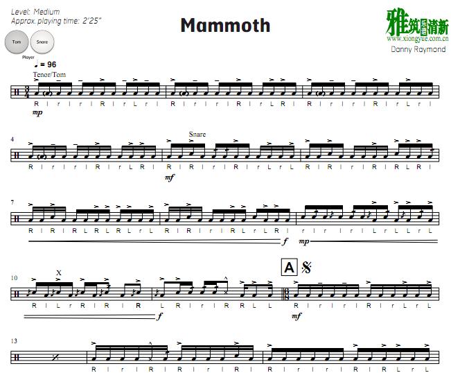 Danny Raymond - Mammoth 小军鼓谱