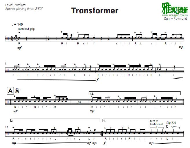 Danny Raymond - Transformer 小军鼓谱