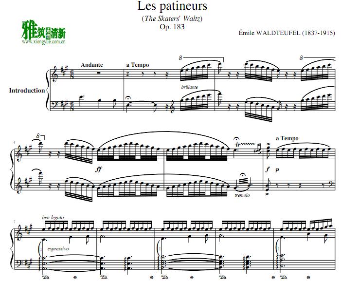 Waldteufel - Les Patineurs 溜冰圆舞曲钢琴谱