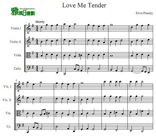 Love Me Tender 二小提琴中提琴大提琴合奏谱