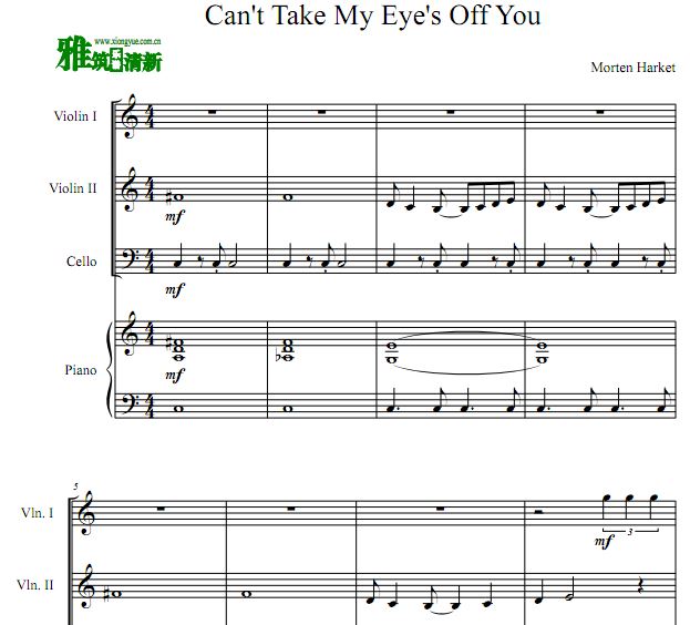 Can't Take My Eyes Off You 二小提琴大提琴钢琴合奏谱