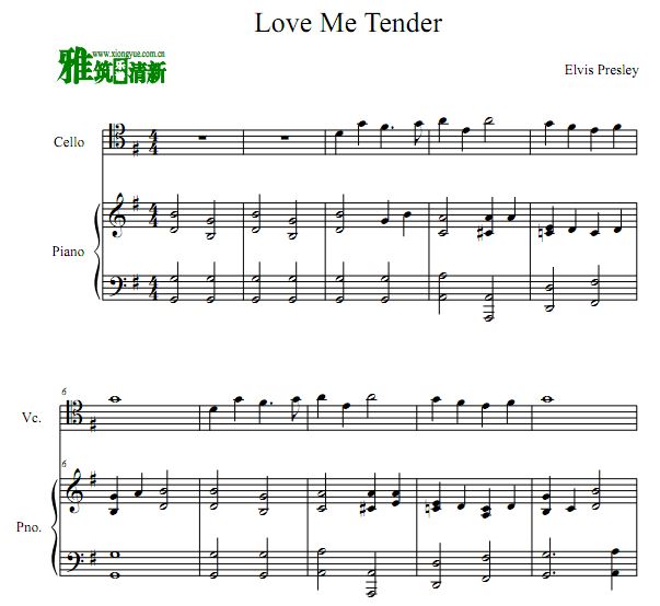 Love Me Tender 大提琴钢琴合奏谱