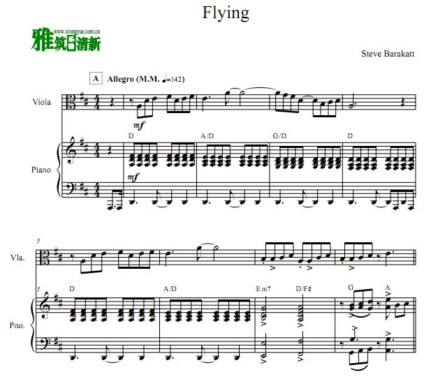 Flying 中提琴钢琴合奏谱