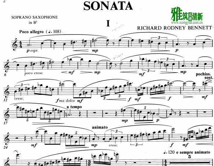 Richard Rodney Bennett 理查·罗德尼·班奈特 奏鸣曲萨克斯谱