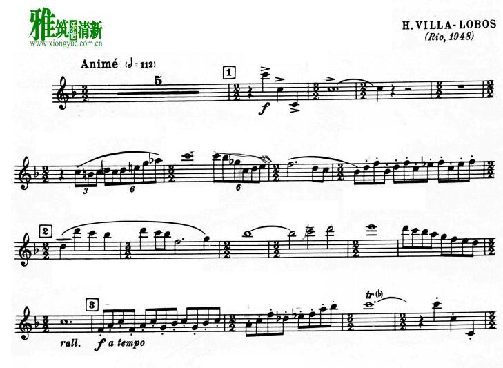 H.Villa Lobos维拉 罗伯斯 - Fantasia 幻想曲 萨克斯谱