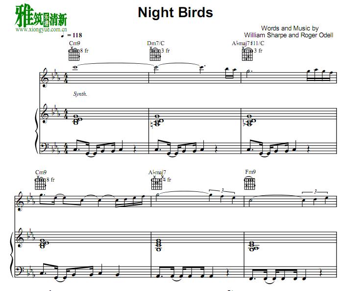 SHAKATAK - Night Birds 钢琴伴奏谱