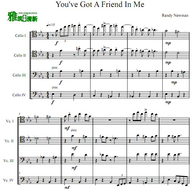 You've Got A Friend In Me 四大提琴重奏谱