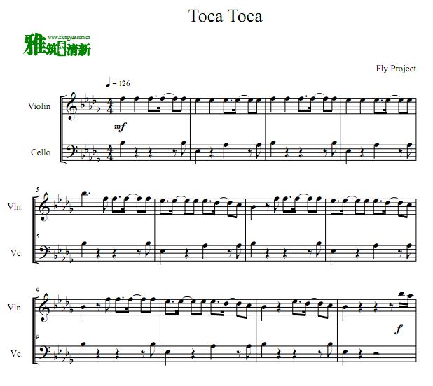 Fly Project - Toca Toca小提大提 弦乐二重奏谱