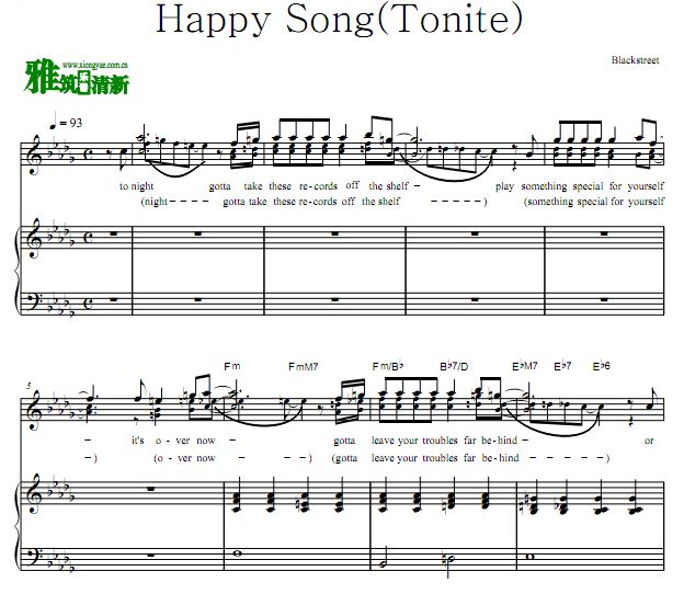 Blackstreet - Happy Song钢琴伴奏谱 歌谱 原谱