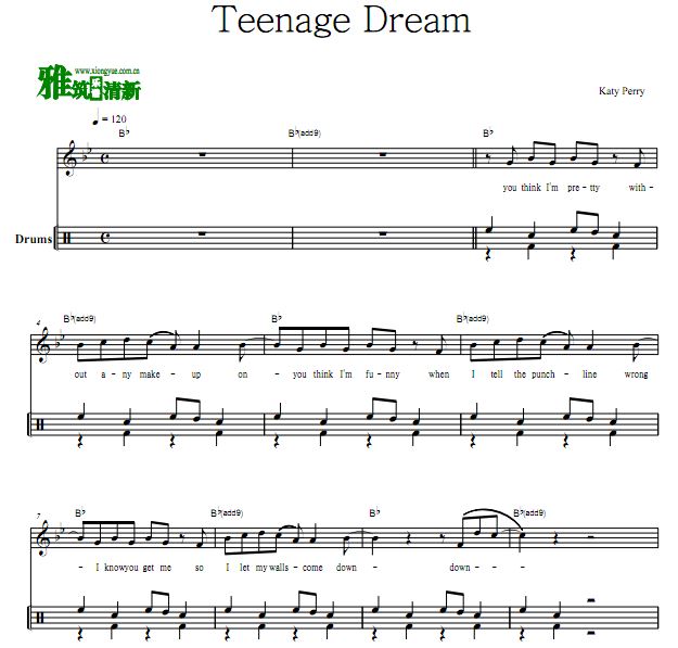 Katy Perry - Teenage Dream 架子鼓谱