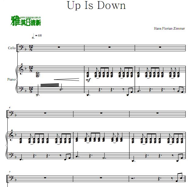 Up Is Down 大提琴钢琴谱