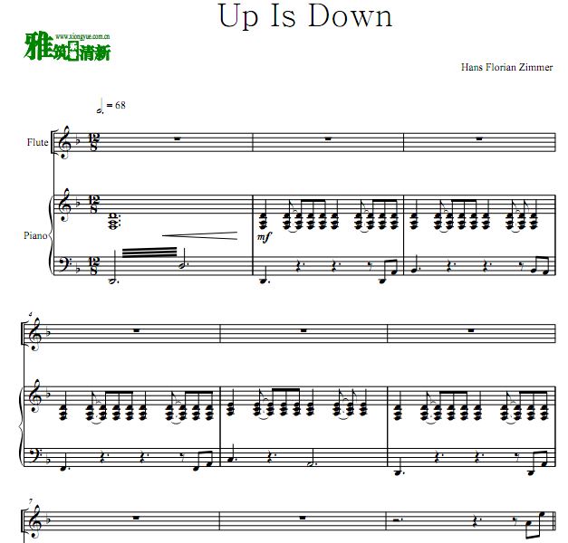 Up Is Down 长笛谱 钢琴伴奏谱