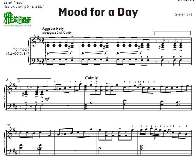 Mood for a Day 马林巴谱