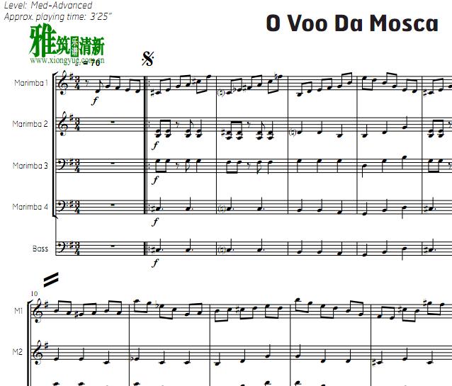 Jacob Bittencourt - O Voo Da Mosca 马林巴四重奏谱