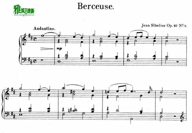 sibelius berceuse op.40 no.5钢琴谱