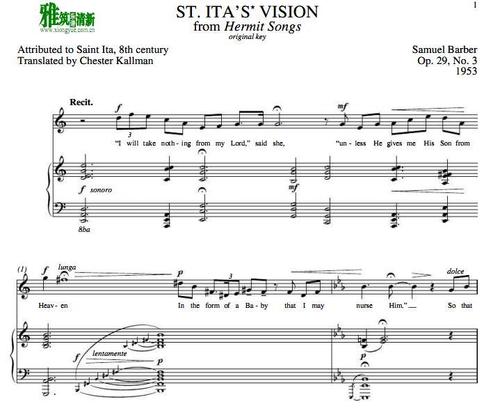 Samuel Barber - St. Ita's Vision钢琴伴奏谱