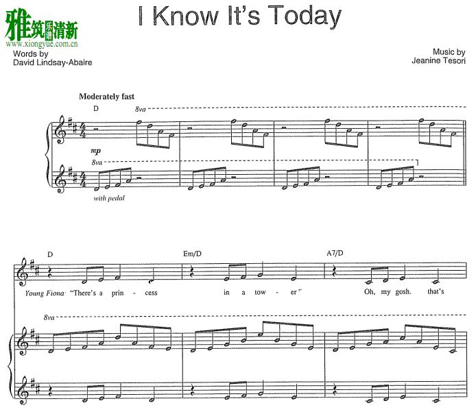 怪物斯莱克-I Know It's Today钢琴伴奏谱