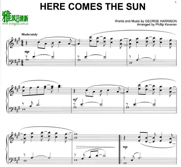 Phillip Keveren - Here Comes The Sun 钢琴谱