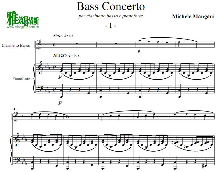 Michele Mangani - Bass Concerto单簧管钢琴伴奏谱