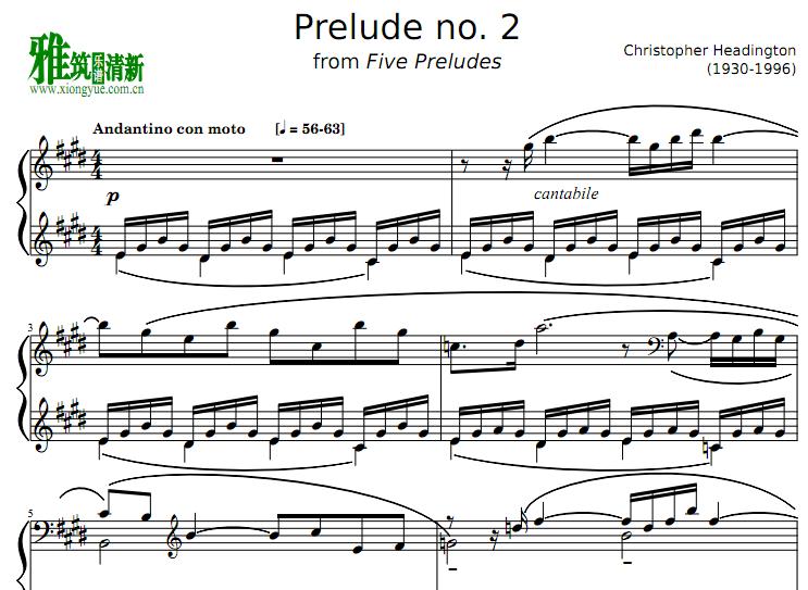 Christopher Headington - Prelude no. 2钢琴谱