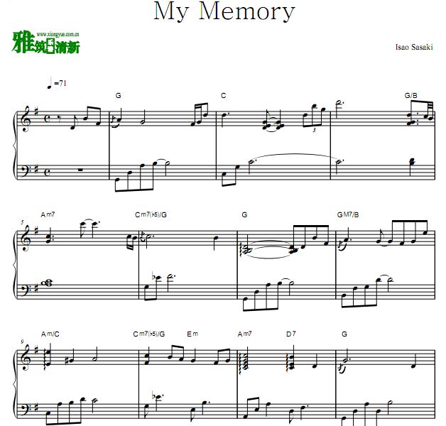 佐佐木功 Isao Sasaki - My Memory钢琴谱