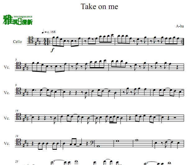 Take On Me 大提琴独奏谱