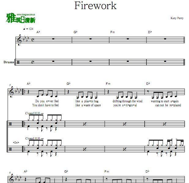Katy Perry - Firework 鼓谱