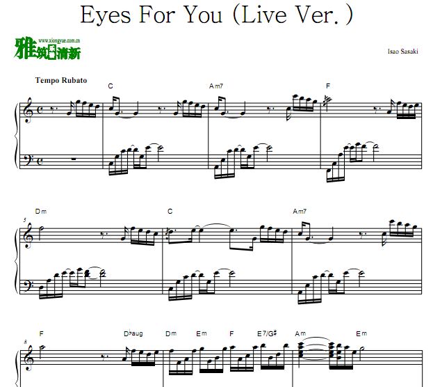 佐佐木功 Isao Sasaki - Eyes For You (Live Ver.)钢琴谱