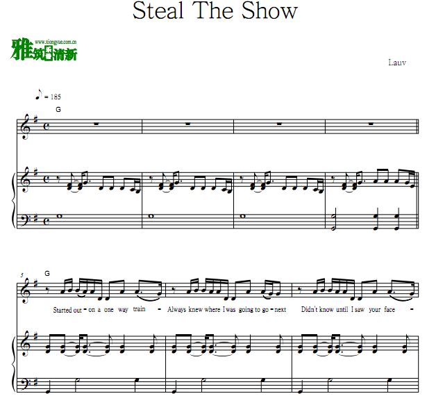 疯狂元素城 Lauv - Steal The Show原谱 歌谱 钢琴弹唱谱