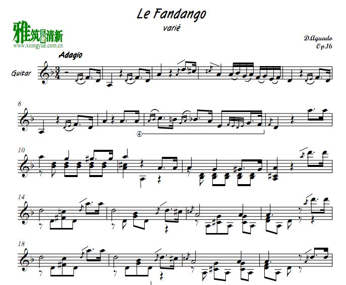 阿瓜多 Aguado_-_Le Fandango varie Op.16吉他谱
