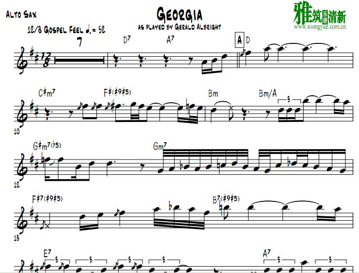 Gerald Albright - Georgia on My Mind萨克斯谱