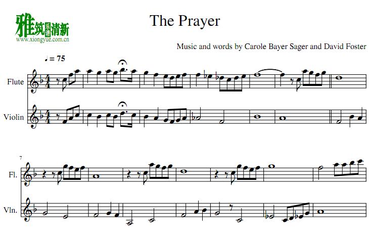 The Prayer 长笛小提琴二重奏谱