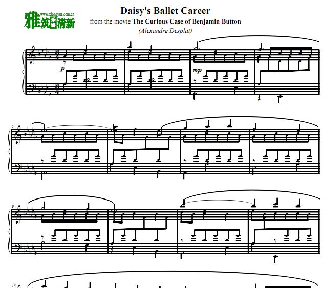 daisy's ballet career - 本杰明·巴顿奇事钢琴谱