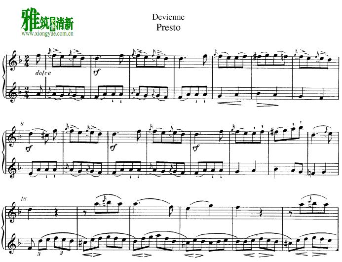德维埃纳 devienne presto长笛二重奏谱