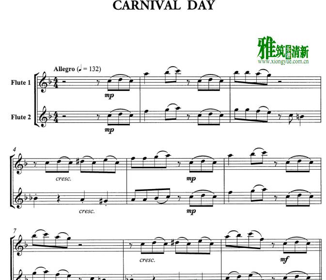 Carnival Day 长笛二重奏谱